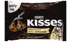 Gold Hersheys Kisses Milk Chocolate-with Almonds Candy